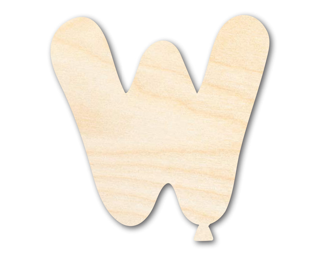 Unfinished Wood Balloon Letter W Shape | DIY Craft Cutout | up to 46