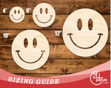Load image into Gallery viewer, Unfinished Wood Smiley Face Shape | DIY Craft Cutout | up to 46&quot; DIY
