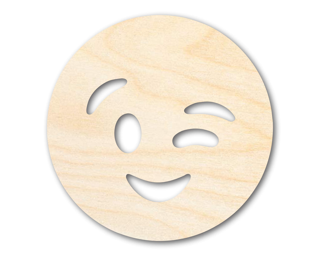 Unfinished Wood Winking Face Shape | DIY Craft Cutout | up to 46