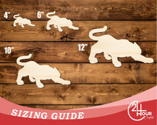 Load image into Gallery viewer, Unfinished Wood Tiger Mascot Shape | DIY Craft Cutout | up to 46&quot; DIY
