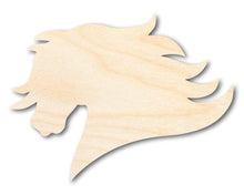 Load image into Gallery viewer, Unfinished Wood Mustang Mascot Shape | DIY Craft Cutout | up to 46&quot; DIY
