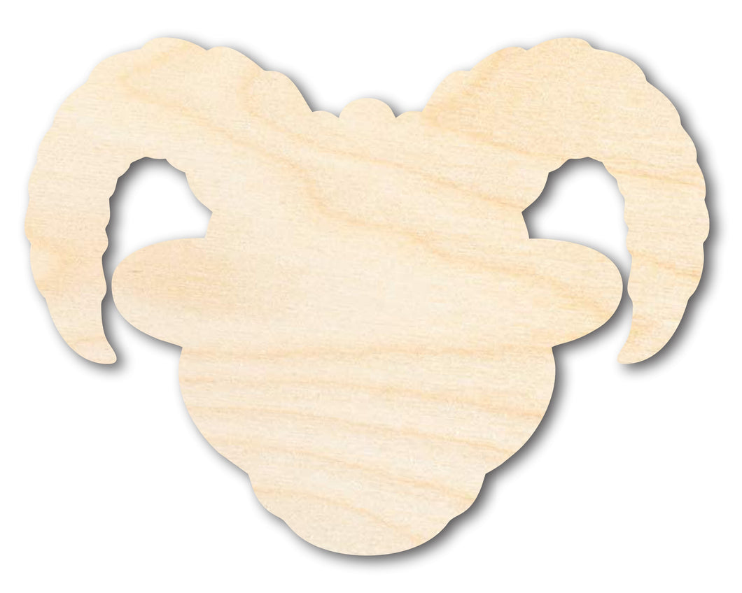 Unfinished Wood Ram Mascot Shape | DIY Craft Cutout | up to 46