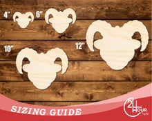 Load image into Gallery viewer, Unfinished Wood Ram Mascot Shape | DIY Craft Cutout | up to 46&quot; DIY
