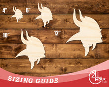 Load image into Gallery viewer, Unfinished Wood Viking Mascot Shape | DIY Craft Cutout | up to 46&quot; DIY
