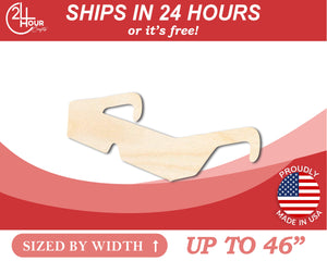 Unfinished Wood 3D Glasses Shape | DIY Craft Cutout | up to 46" DIY