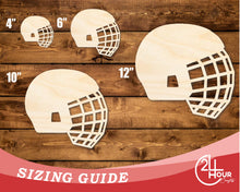 Load image into Gallery viewer, Unfinished Wood Hockey Helmet with Cage Shape | DIY Craft Cutout | up to 46&quot; DIY
