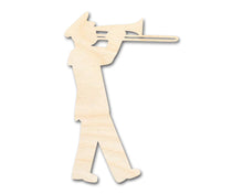 Load image into Gallery viewer, Unfinished Wood Band Trombone Player Shape | DIY Craft Cutout | up to 46&quot; DIY
