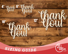 Load image into Gallery viewer, Unfinished Wood Thank You! Outline Shape | DIY Craft Cutout | up to 46&quot; DIY
