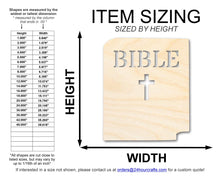 Load image into Gallery viewer, Unfinished Wood Bible Shape | DIY Craft Cutout | up to 46&quot; DIY
