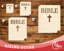 Load image into Gallery viewer, Unfinished Wood Bible Shape | DIY Craft Cutout | up to 46&quot; DIY
