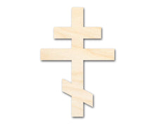 Load image into Gallery viewer, Unfinished Wood Orthodox Cross Shape | DIY Craft Cutout | up to 46&quot; DIY
