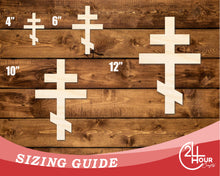 Load image into Gallery viewer, Unfinished Wood Orthodox Cross Shape | DIY Craft Cutout | up to 46&quot; DIY
