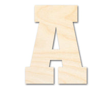 Load image into Gallery viewer, Unfinished Wood Varsity Team Font - A Shape | DIY Craft Cutout | up to 46&quot; DIY
