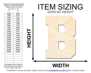 Unfinished Wood Varsity Team Font - B Shape | DIY Craft Cutout | up to 46" DIY