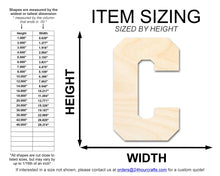 Load image into Gallery viewer, Unfinished Wood Varsity Team Font - C Shape | DIY Craft Cutout | up to 46&quot; DIY
