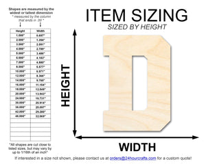 Unfinished Wood Varsity Team Font - D Shape | DIY Craft Cutout | up to 46" DIY