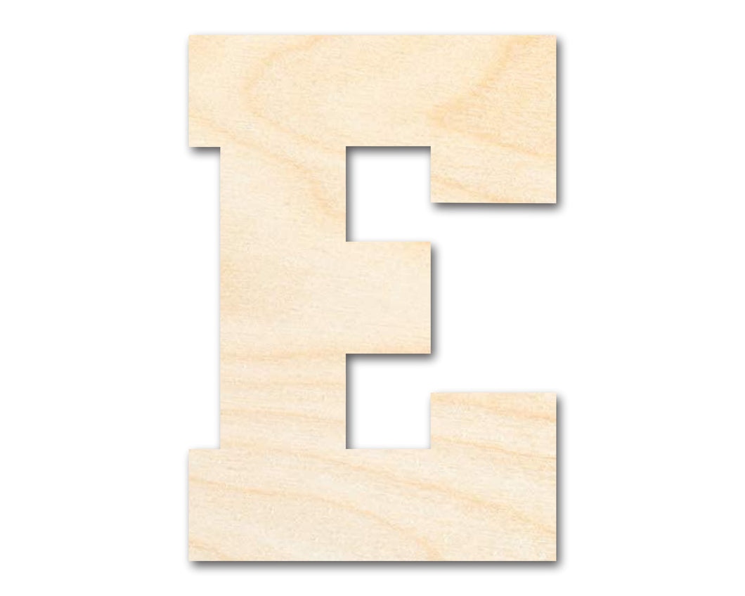 Unfinished Wood Varsity Team Font - E Shape | DIY Craft Cutout | up to 46