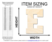 Load image into Gallery viewer, Unfinished Wood Varsity Team Font - E Shape | DIY Craft Cutout | up to 46&quot; DIY
