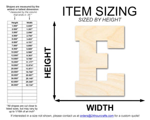 Unfinished Wood Varsity Team Font - E Shape | DIY Craft Cutout | up to 46" DIY