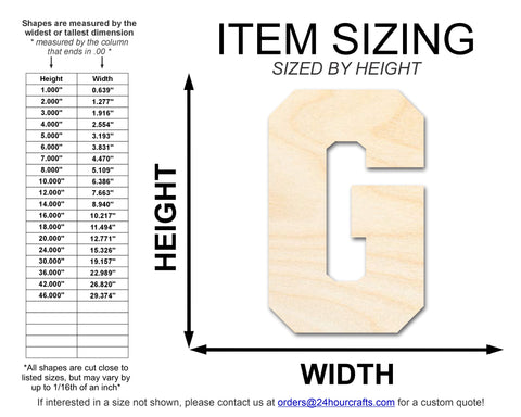 Unfinished Wood Varsity Team Font - G Shape | DIY Craft Cutout | up to 46" DIY