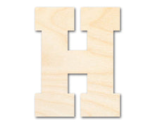 Load image into Gallery viewer, Unfinished Wood Varsity Team Font - H Shape | DIY Craft Cutout | up to 46&quot; DIY
