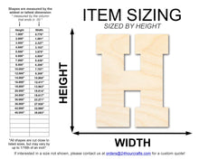 Load image into Gallery viewer, Unfinished Wood Varsity Team Font - H Shape | DIY Craft Cutout | up to 46&quot; DIY
