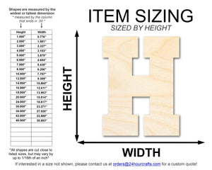 Unfinished Wood Varsity Team Font - H Shape | DIY Craft Cutout | up to 46" DIY