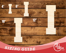 Load image into Gallery viewer, Unfinished Wood Varsity Team Font - I Shape | DIY Craft Cutout | up to 46&quot; DIY
