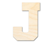 Load image into Gallery viewer, Unfinished Wood Varsity Team Font - J Shape | DIY Craft Cutout | up to 46&quot; DIY
