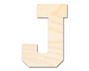 Unfinished Wood Varsity Team Font - J Shape | DIY Craft Cutout | up to 46" DIY