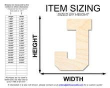 Load image into Gallery viewer, Unfinished Wood Varsity Team Font - J Shape | DIY Craft Cutout | up to 46&quot; DIY
