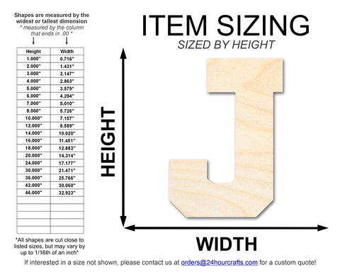 Unfinished Wood Varsity Team Font - J Shape | DIY Craft Cutout | up to 46" DIY