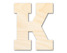 Load image into Gallery viewer, Unfinished Wood Varsity Team Font - K Shape | DIY Craft Cutout | up to 46&quot; DIY
