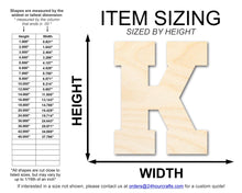 Load image into Gallery viewer, Unfinished Wood Varsity Team Font - K Shape | DIY Craft Cutout | up to 46&quot; DIY
