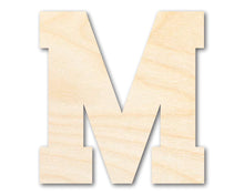 Load image into Gallery viewer, Unfinished Wood Varsity Team Font - M Shape | DIY Craft Cutout | up to 46&quot; DIY
