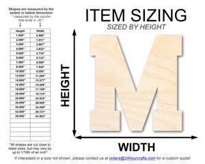 Unfinished Wood Varsity Team Font - M Shape | DIY Craft Cutout | up to 46" DIY