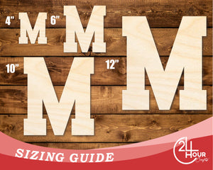 Unfinished Wood Varsity Team Font - M Shape | DIY Craft Cutout | up to 46" DIY