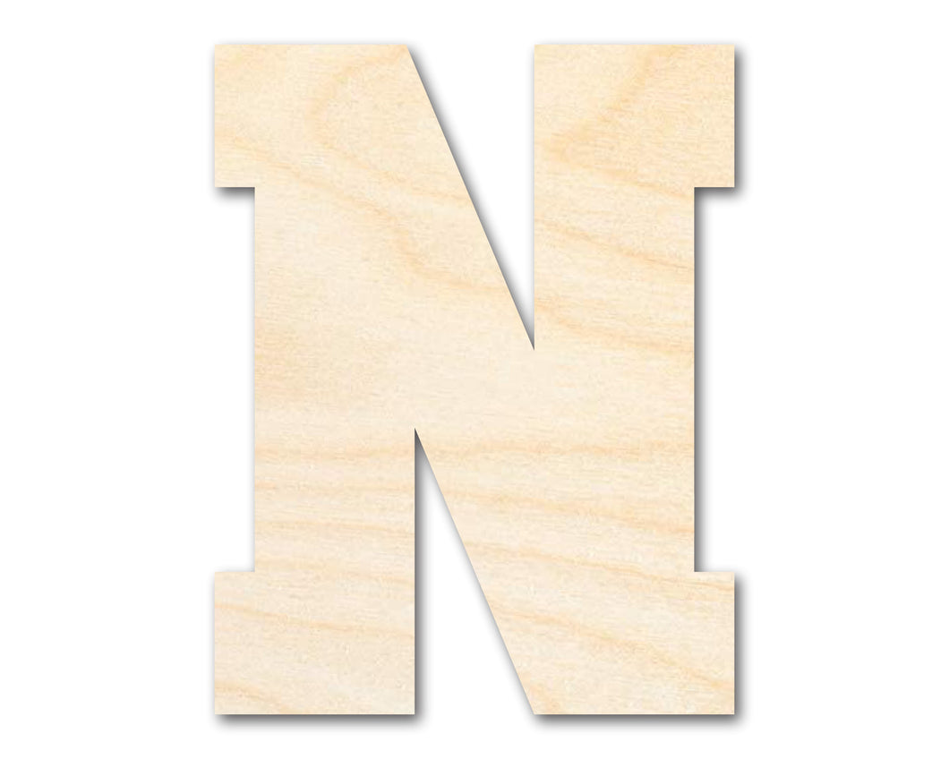 Unfinished Wood Varsity Team Font - N Shape | DIY Craft Cutout | up to 46