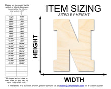 Load image into Gallery viewer, Unfinished Wood Varsity Team Font - N Shape | DIY Craft Cutout | up to 46&quot; DIY
