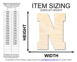 Unfinished Wood Varsity Team Font - N Shape | DIY Craft Cutout | up to 46" DIY