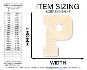 Unfinished Wood Varsity Team Font - P Shape | DIY Craft Cutout | up to 46" DIY