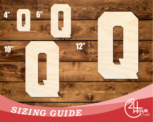 Unfinished Wood Varsity Team Font - Q Shape | DIY Craft Cutout | up to 46" DIY