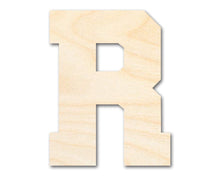 Load image into Gallery viewer, Unfinished Wood Varsity Team Font - R Shape | DIY Craft Cutout | up to 46&quot; DIY
