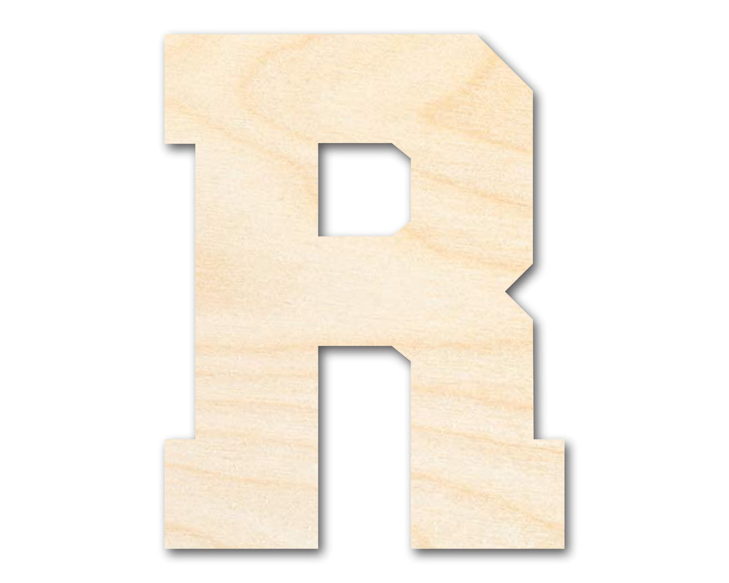 Unfinished Wood Varsity Team Font - R Shape | DIY Craft Cutout | up to 46