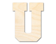 Load image into Gallery viewer, Unfinished Wood Varsity Team Font - U Shape | DIY Craft Cutout | up to 46&quot; DIY
