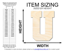 Load image into Gallery viewer, Unfinished Wood Varsity Team Font - U Shape | DIY Craft Cutout | up to 46&quot; DIY
