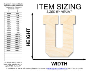 Unfinished Wood Varsity Team Font - U Shape | DIY Craft Cutout | up to 46" DIY