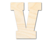 Load image into Gallery viewer, Unfinished Wood Varsity Team Font - V Shape | DIY Craft Cutout | up to 46&quot; DIY
