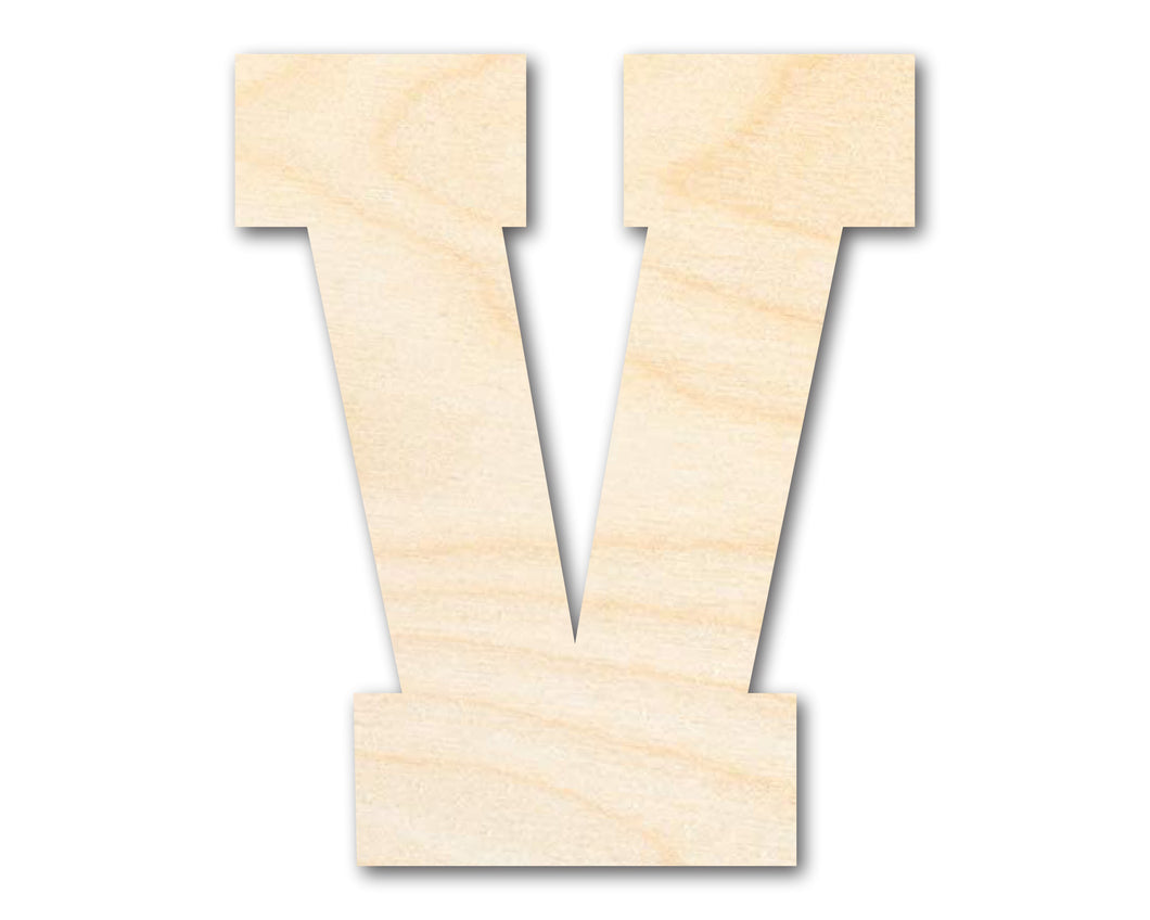 Unfinished Wood Varsity Team Font - V Shape | DIY Craft Cutout | up to 46