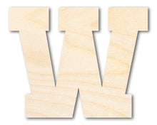 Load image into Gallery viewer, Unfinished Wood Varsity Team Font - W Shape | DIY Craft Cutout | up to 46&quot; DIY
